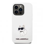 Carcasa Karl Lagerfeld Silicone Choupette compatibila cu iPhone 14 Pro Max, Alb