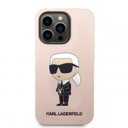 Carcasa Karl Lagerfeld Silicone Ikonik Karl cu MagSafe compatibila cu iPhone 14 Pro Max, Roz