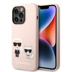 Carcasa Karl Lagerfeld Silicon Karl and Choupette cu MagSafe compatibila cu iPhone 14 Pro Max, Roz 4 - lerato.ro
