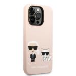 Carcasa Karl Lagerfeld Silicon Karl and Choupette cu MagSafe compatibila cu iPhone 14 Pro Max, Roz 5 - lerato.ro