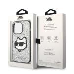 Carcasa Karl Lagerfeld Glitter Choupette Patch compatibila cu iPhone 14 Pro, Silver 9 - lerato.ro