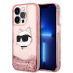 Carcasa Karl Lagerfeld Glitter Choupette Head compatibila cu iPhone 14 Pro, Roz 4 - lerato.ro