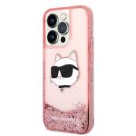 Carcasa Karl Lagerfeld Glitter Choupette Head compatibila cu iPhone 14 Pro, Roz 3 - lerato.ro
