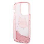 Carcasa Karl Lagerfeld Glitter Choupette Head compatibila cu iPhone 14 Pro, Roz 8 - lerato.ro