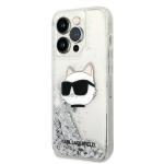 Carcasa Karl Lagerfeld Glitter Choupette Head compatibila cu iPhone 14 Pro, Silver 3 - lerato.ro