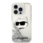 Carcasa Karl Lagerfeld Glitter Choupette Head compatibila cu iPhone 14 Pro, Silver 2 - lerato.ro