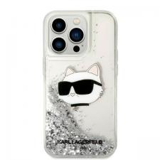 Carcasa Karl Lagerfeld Glitter Choupette Head compatibila cu iPhone 14 Pro, Silver