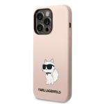 Carcasa Karl Lagerfeld Silicone Ikonik Choupette compatibila cu iPhone 14 Pro, Roz 3 - lerato.ro
