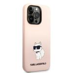Carcasa Karl Lagerfeld Silicone Ikonik Choupette compatibila cu iPhone 14 Pro, Roz 5 - lerato.ro