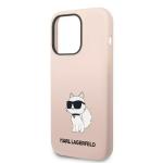 Carcasa Karl Lagerfeld Silicone Ikonik Choupette compatibila cu iPhone 14 Pro, Roz 7 - lerato.ro