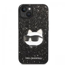 Carcasa Karl Lagerfeld Glitter Choupette Patch compatibila cu iPhone 14 Plus, Negru