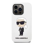 Carcasa Karl Lagerfeld Silicone Ikonik Karl compatibila cu iPhone 14 Pro, Alb 2 - lerato.ro