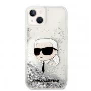 Carcasa Karl Lagerfeld Glitter Karl Head compatibila cu iPhone 14 Plus, Silver