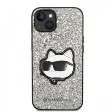 Carcasa Karl Lagerfeld Glitter Choupette Patch compatibila cu iPhone 14 Plus, Silver