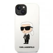 Carcasa Karl Lagerfeld Silicon Ikonik Karl compatibila cu iPhone 14 Plus, Alb