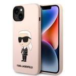Carcasa Karl Lagerfeld Silicon Ikonik Karl compatibila cu iPhone 14 Plus, Roz 4 - lerato.ro