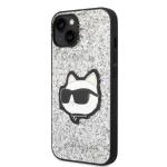 Carcasa Karl Lagerfeld Glitter Choupette Patch compatibila cu iPhone 14, Silver 3 - lerato.ro