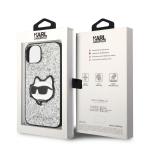 Carcasa Karl Lagerfeld Glitter Choupette Patch compatibila cu iPhone 14, Silver 9 - lerato.ro