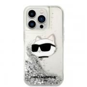 Carcasa Karl Lagerfeld Glitter Choupette Head compatibila cu iPhone 14 Pro Max, Silver