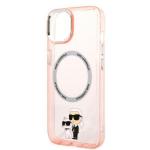 Carcasa Karl Lagerfeld Iconic Karl and Choupette cu Magsafe compatibila cu iPhone 14 Plus, Roz 7 - lerato.ro