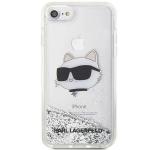 Carcasa Karl Lagerfeld Liquid Glitter Choupette Head compatibila cu iPhone 7 / 8 / SE 2020/2022, Silver 2 - lerato.ro