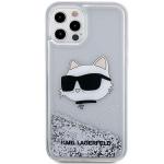Carcasa Karl Lagerfeld Glitter Choupette Head compatibila cu iPhone 12 Pro / 12, Silver 2 - lerato.ro