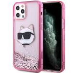 Carcasa Karl Lagerfeld Glitter Choupette Head compatibila cu iPhone 12 Pro / 12, Roz 4 - lerato.ro