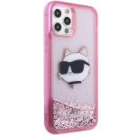 Carcasa Karl Lagerfeld Glitter Choupette Head compatibila cu iPhone 12 Pro / 12, Roz 5 - lerato.ro