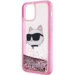 Carcasa Karl Lagerfeld Glitter Choupette Head compatibila cu iPhone 12 Pro / 12, Roz 7 - lerato.ro
