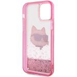 Carcasa Karl Lagerfeld Glitter Choupette Head compatibila cu iPhone 12 Pro / 12, Roz 8 - lerato.ro