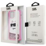 Carcasa Karl Lagerfeld Glitter Choupette Head compatibila cu iPhone 12 Pro / 12, Roz 9 - lerato.ro