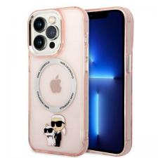 Huse si carcase iPhone 14 Pro Max, Carcasa Karl Lagerfeld Iconic Karl and Choupette MagSafe compatibila cu iPhone 14 Pro Max, Roz, lerato.ro