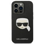 Carcasa Karl Lagerfeld Saffiano Karl Head Patch compatibila cu iPhone 14 Pro, Negru 2 - lerato.ro
