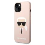 Carcasa Karl Lagerfeld Silicon Karl Head compatibila cu iPhone 14 Plus, Roz 3 - lerato.ro