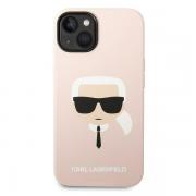 Carcasa Karl Lagerfeld Silicon Karl Head compatibila cu iPhone 14 Plus, Roz
