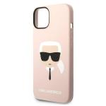 Carcasa Karl Lagerfeld Silicon Karl Head compatibila cu iPhone 14 Plus, Roz 7 - lerato.ro