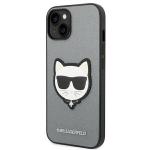 Carcasa Karl Lagerfeld Saffiano Choupette Patch compatibila cu iPhone 14 Plus, Silver 3 - lerato.ro
