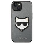 Carcasa Karl Lagerfeld Saffiano Choupette Patch compatibila cu iPhone 14 Plus, Silver 2 - lerato.ro