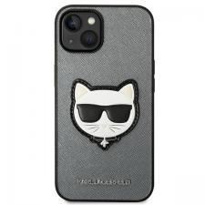 Carcasa Karl Lagerfeld Saffiano Choupette Patch compatibila cu iPhone 14 Plus, Silver