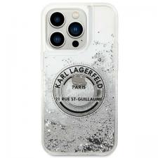 Carcasa Karl Lagerfeld Liquid Glitter RSG compatibila cu iPhone 14 Pro, Silver