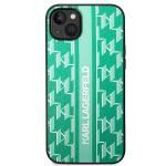Carcasa Karl Lagerfeld Monogram Stripe compatibila cu iPhone 14 Plus, Verde 2 - lerato.ro