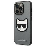 Carcasa Karl Lagerfeld Saffiano Choupette Head Patch compatibila cu iPhone 14 Pro, Silver 3 - lerato.ro