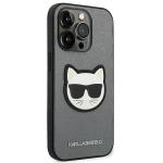 Carcasa Karl Lagerfeld Saffiano Choupette Head Patch compatibila cu iPhone 14 Pro, Silver 5 - lerato.ro