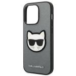 Carcasa Karl Lagerfeld Saffiano Choupette Head Patch compatibila cu iPhone 14 Pro, Silver 7 - lerato.ro