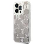 Carcasa Karl Lagerfeld Liquid Glitter Monogram compatibila cu iPhone 14 Pro, Silver 3 - lerato.ro
