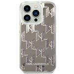 Carcasa Karl Lagerfeld Liquid Glitter Monogram compatibila cu iPhone 14 Pro, Silver 2 - lerato.ro