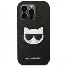 Carcasa Karl Lagerfeld Saffiano Choupette Head Patch compatibila cu iPhone 14 Pro, Negru