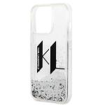 Carcasa Karl Lagerfeld Liquid Glitter Big KL compatibila cu iPhone 14 Pro, Silver 7 - lerato.ro