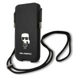 Geanta universala Karl Lagerfeld Saffiano Ikonik Karl compatibila cu dispozitive de pana la 6.1 inch, Negru 3 - lerato.ro