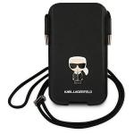 Geanta universala Karl Lagerfeld Saffiano Ikonik Karl compatibila cu dispozitive de pana la 6.1 inch, Negru 2 - lerato.ro